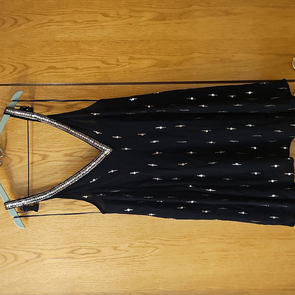Free People Elegant Black Dress with Silver Accents